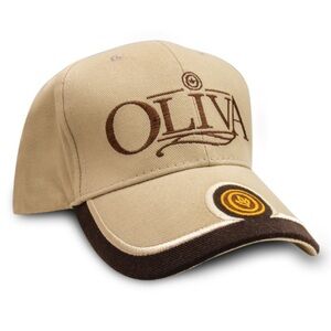 Oliva Cigars Beige & Brown Embroidered Logo Baseball Golf Cap